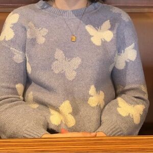 Women's Blue Butterfly Sweater